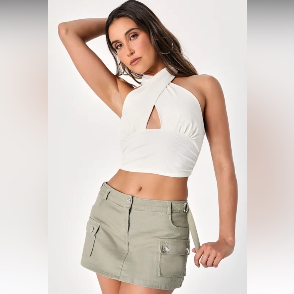 🔥 Steve Madden Krisha Mini Shirt  With Built In Shorts. Light Sage NWT